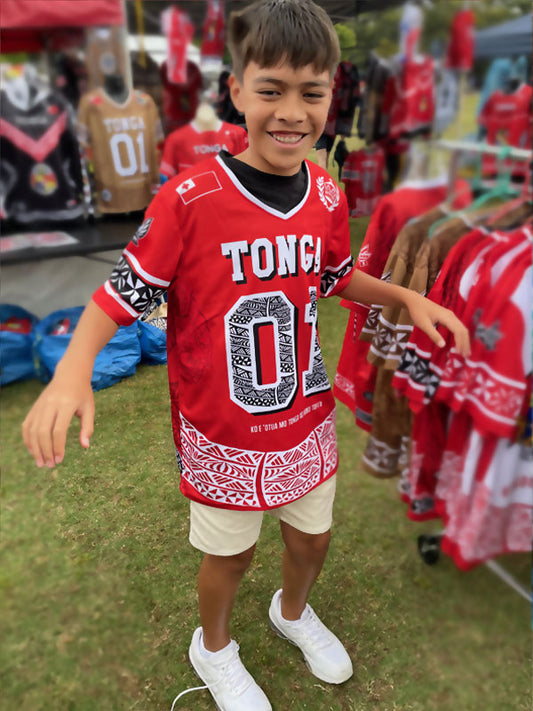 • Tonga American Football Jersy style black Red