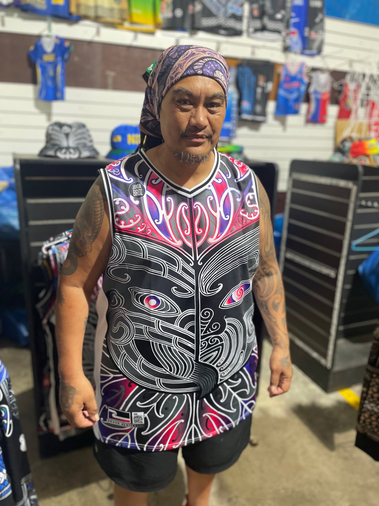 Arohanui Pink Face Whakairo Ta moko Tino Rangatiratanga Māori Singlet