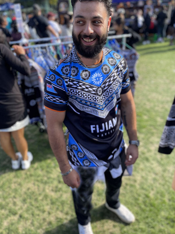 • FIijan Rugby Jersy Heritage Black Blue