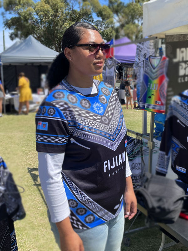 • FIijan Rugby Jersy Heritage Black Blue