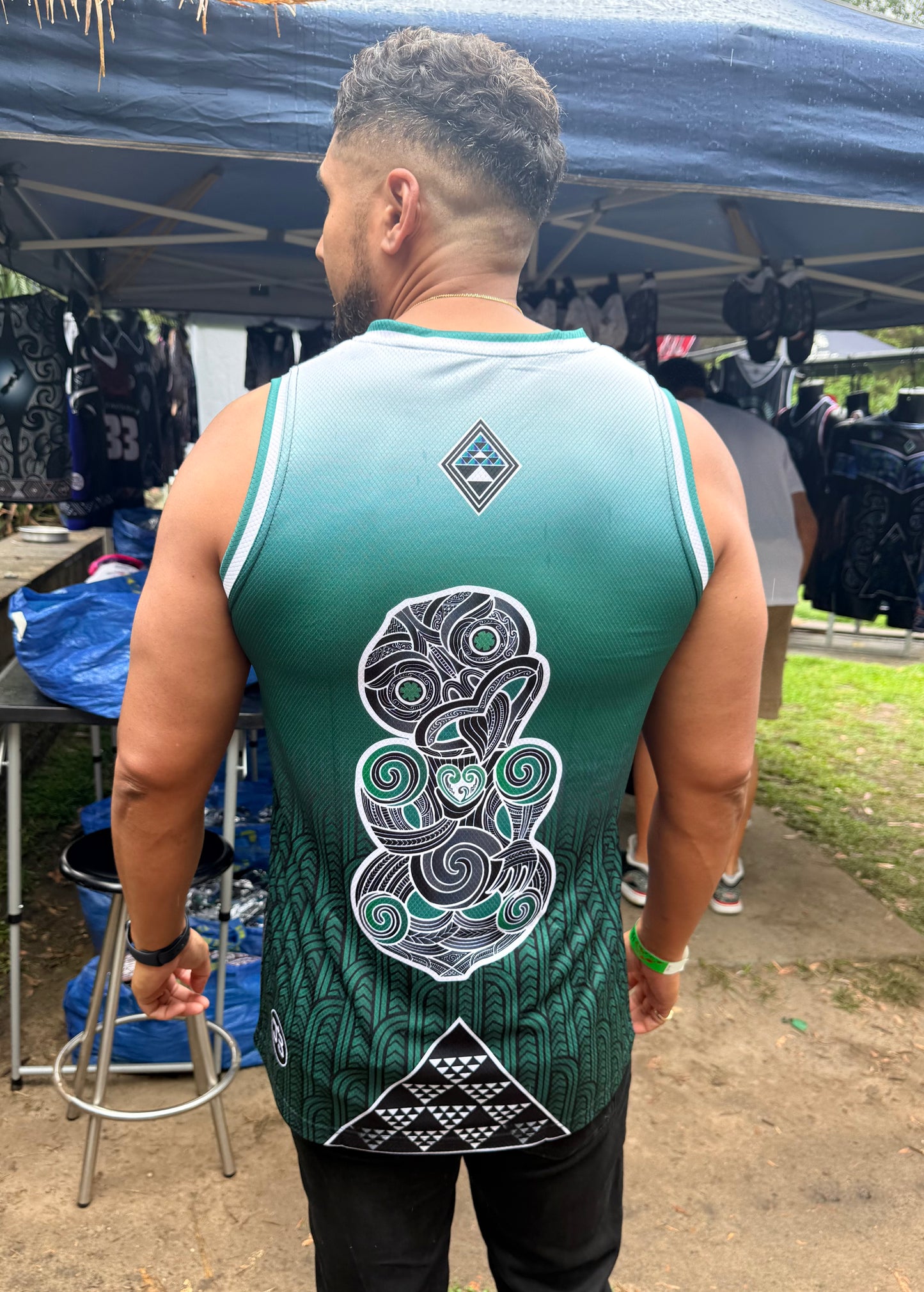 Hei Tiki Basketball Singlet Māori Kākāriki