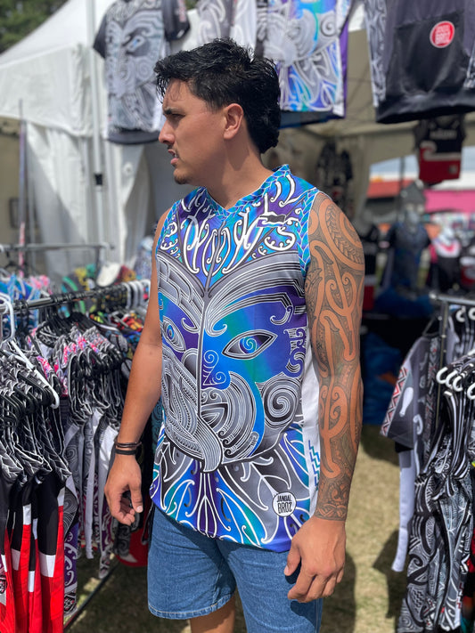 Tangaroa Face Whakairo Ta moko Tino Rangatiratanga Māori Singlet