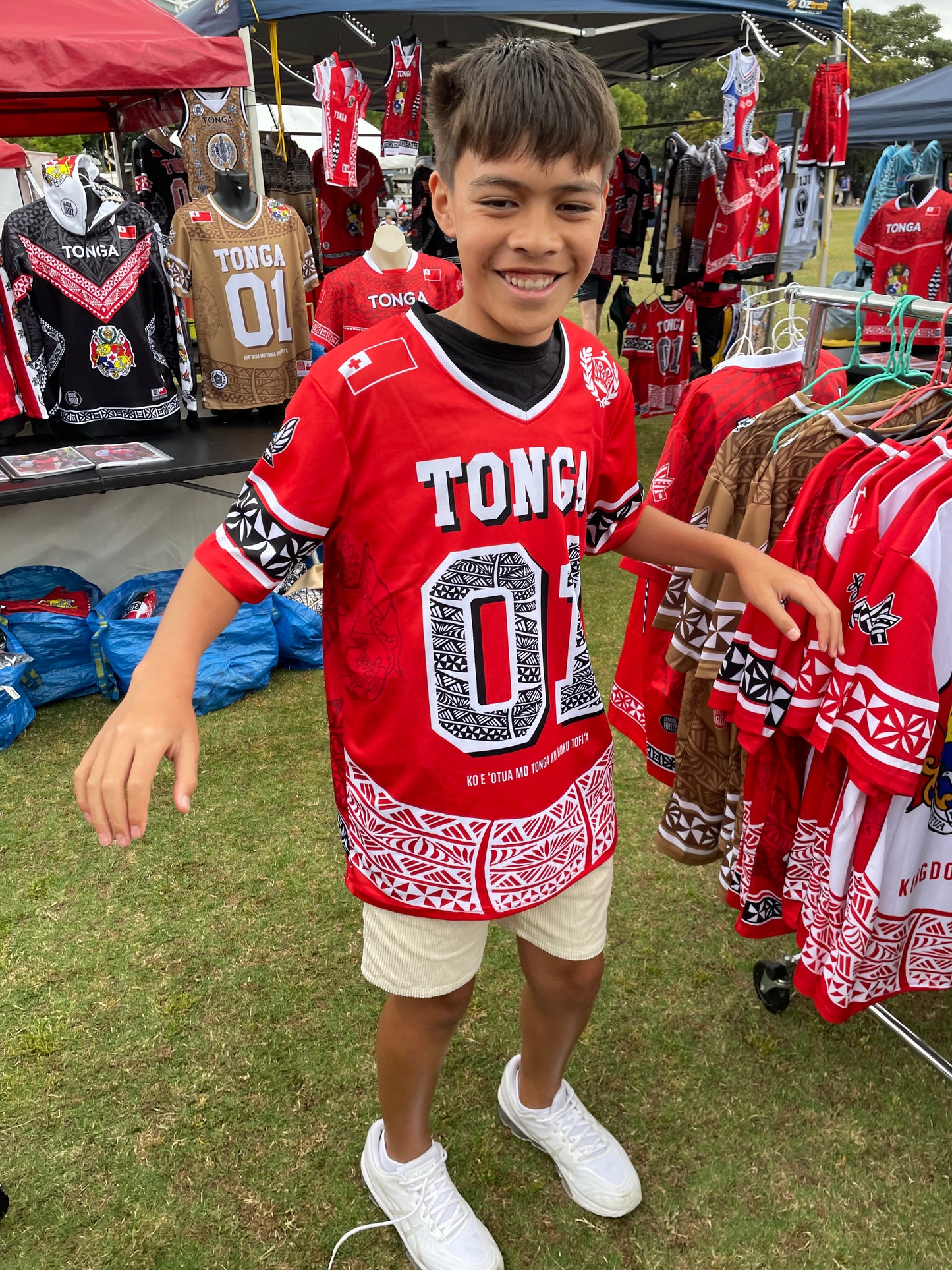 Tonga Red black Football Jersey - (price includes delivery)