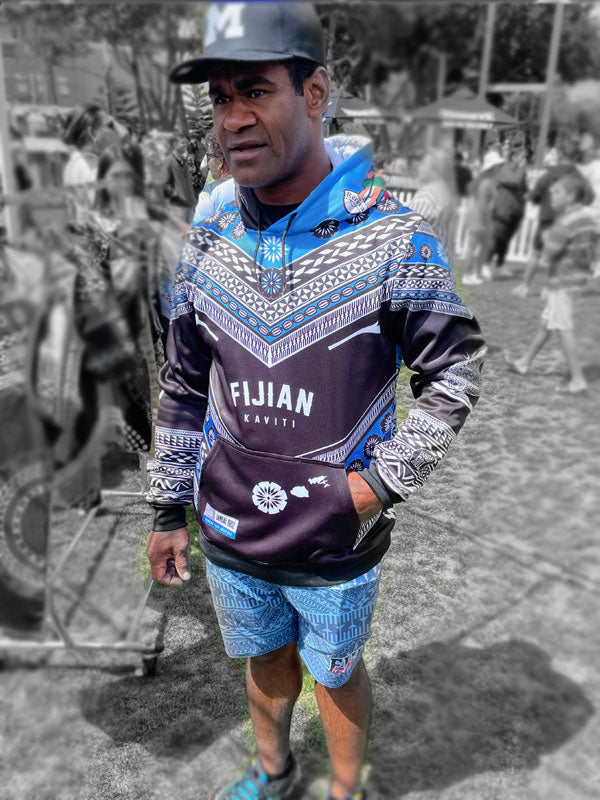 Fijian Hoodie Masi Blue