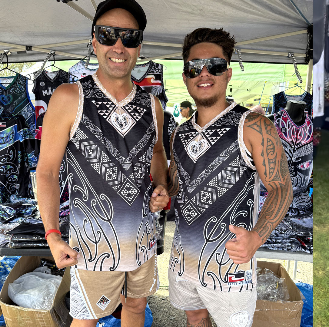 • Brown Tāniko Aotearoa Basketbal Singlet