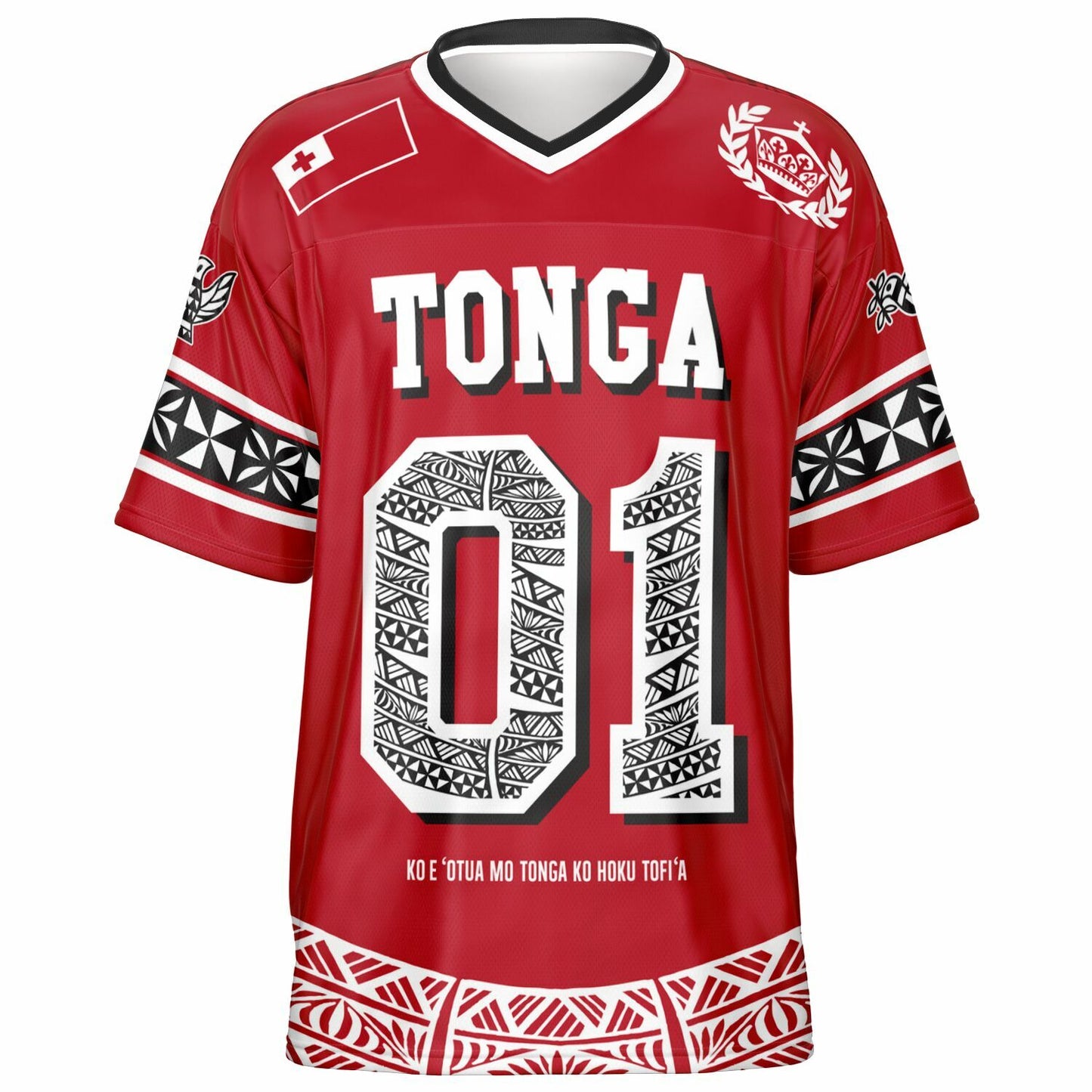Tonga Red black Football Jersey - (price includes delivery)