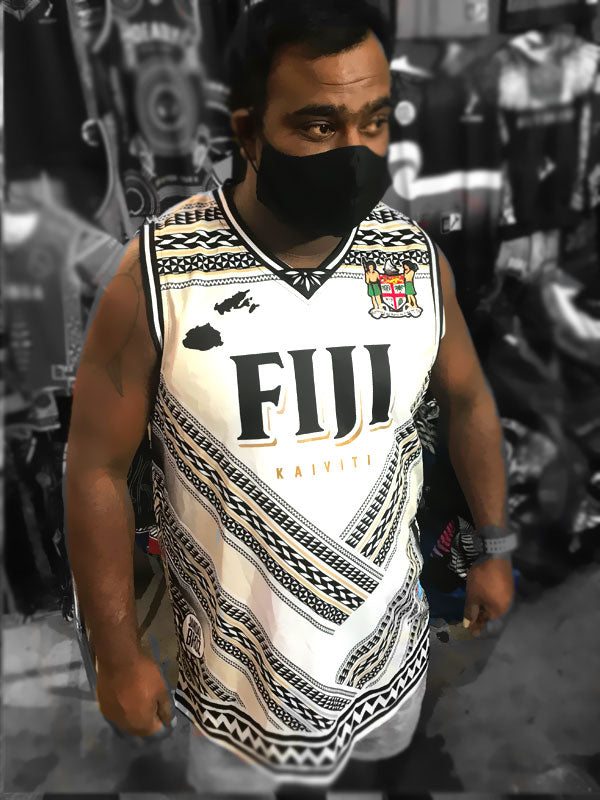 Basketball Singlet Vest Fiji V black masi