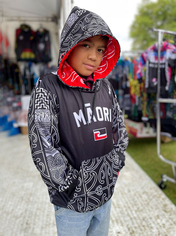 Māori Kids Hoodie Black Pango