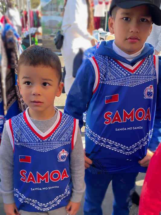 • Samoa Basketball Singlet V blue kids