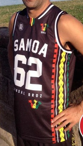 Basketball Singlet Samoa Tatau Reggae Black