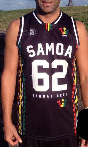 Basketball Singlet Samoa Tatau Reggae Black