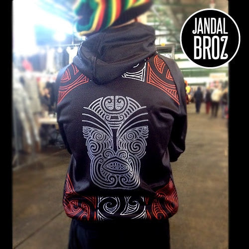 SPORTS HOODIE Adults Big Ta Moko Face Black White