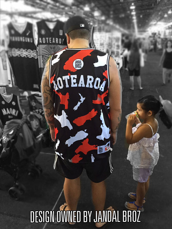 Basketball Singlet Jandal Broz Māori Camo