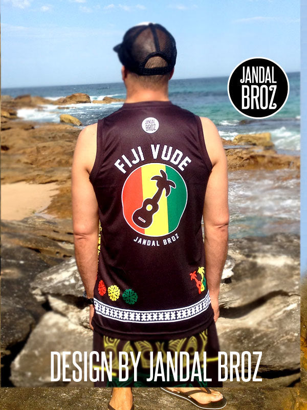 Basketball Singlet Fiji vest Black Reggae