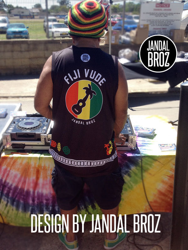 Basketball Singlet Fiji vest Black Reggae