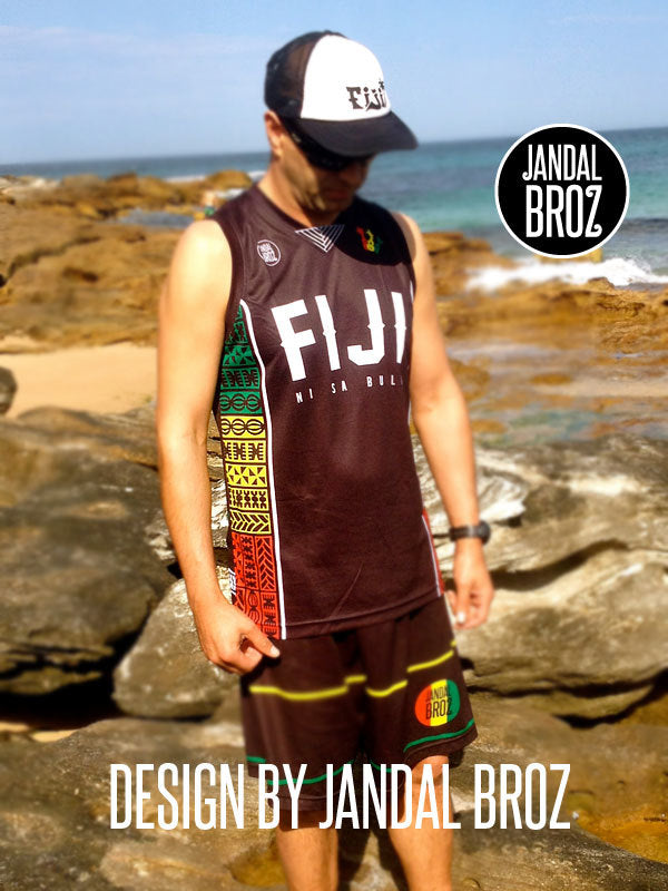 Basketball Singlet Fiji vest Black Reggae