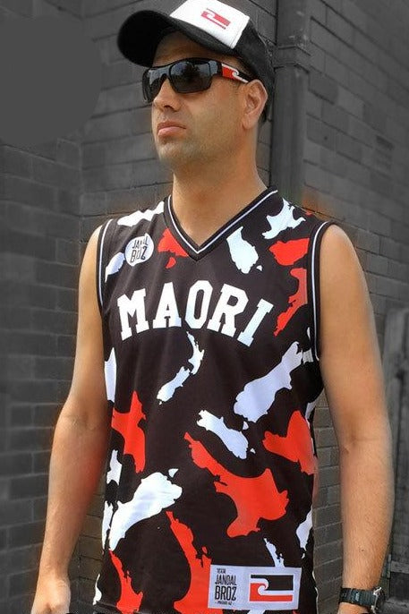 Basketball Singlet Jandal Broz Māori Camo
