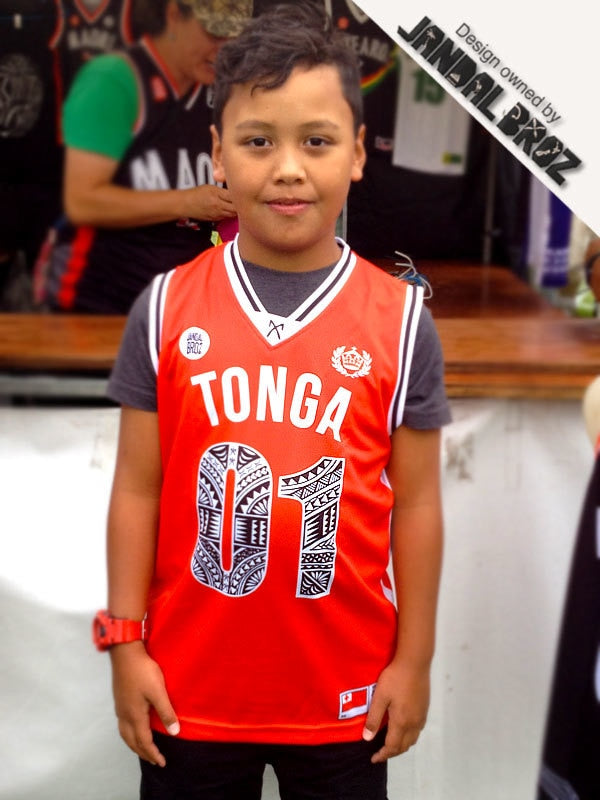 Tonga Kids Youth Basketball singlet red 01
