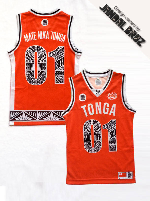 Tonga Kids Youth Basketball singlet red 01