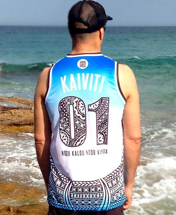 Basketball Singlet Fiji White with blue fade