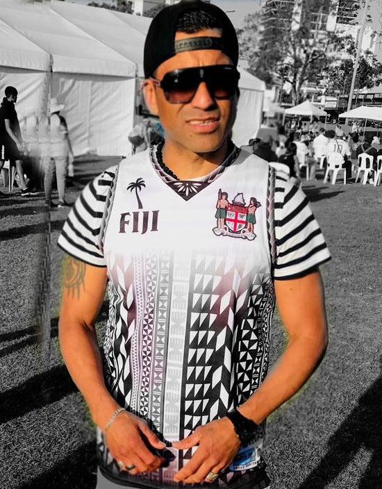 Basketball Singlet Vest Fiji vertical white