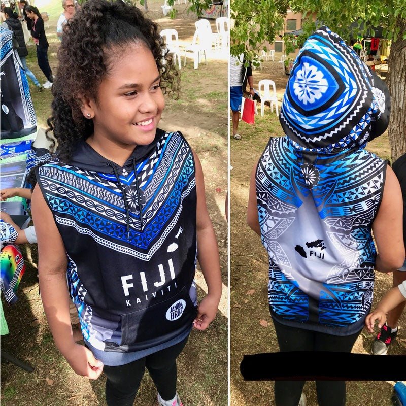 FIJI Hoodie - Sleeveless Black blue