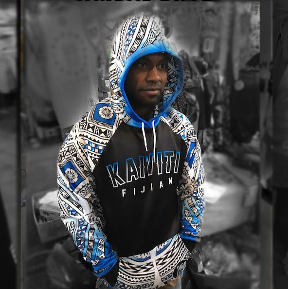 FIJIAN hoodie - Blue Masi