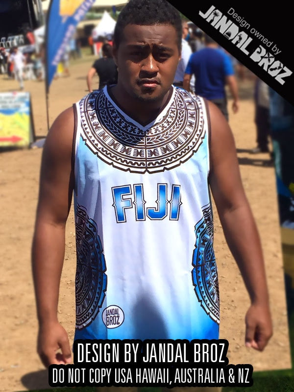 • Fiji Vest Basketball Singlet white round 2019