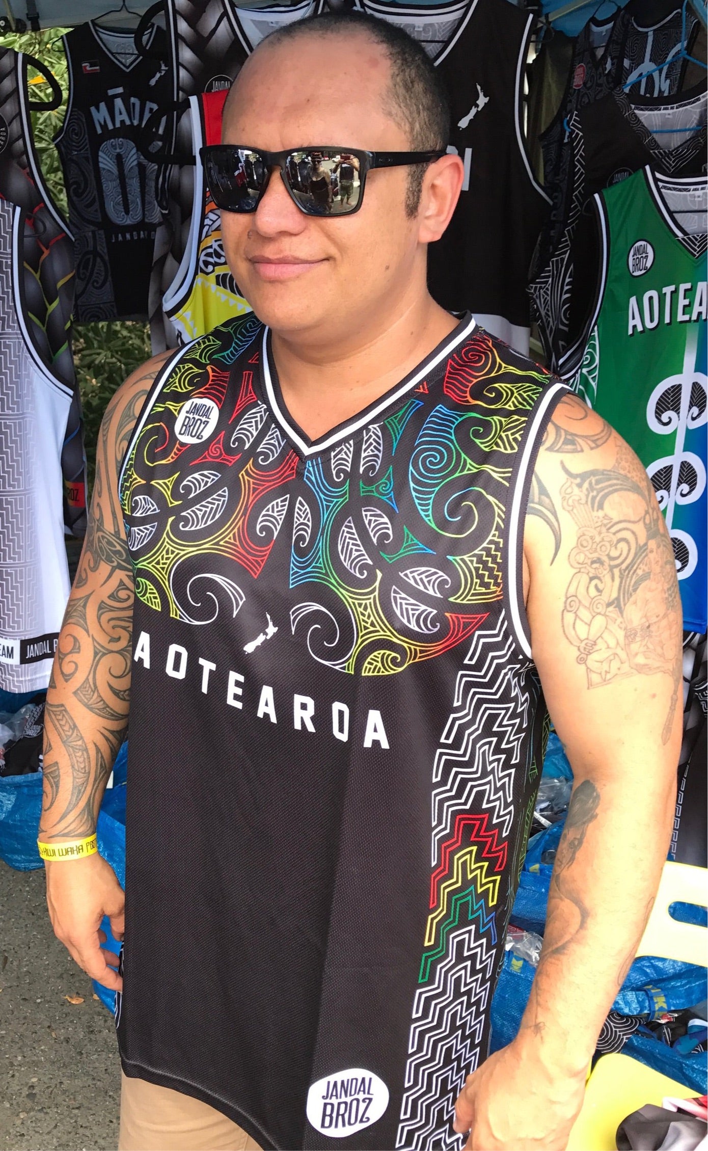 -Basketball Singlet Chest reggae Aotearoa