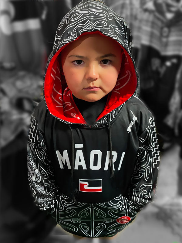Māori Kids Hoodie Black Pango