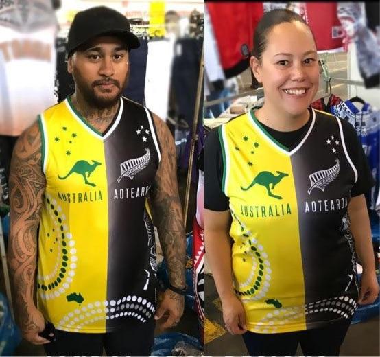 • Half Kiwis & Aussie Basketbal Singlet