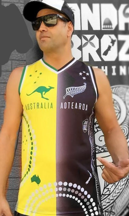• Half Kiwis & Aussie Basketbal Singlet