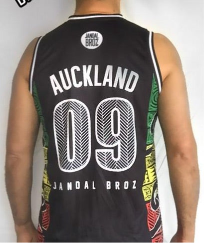 -Basketball Singlet Auckland JAH Rasta