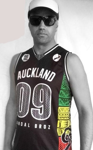 -Basketball Singlet Auckland JAH Rasta