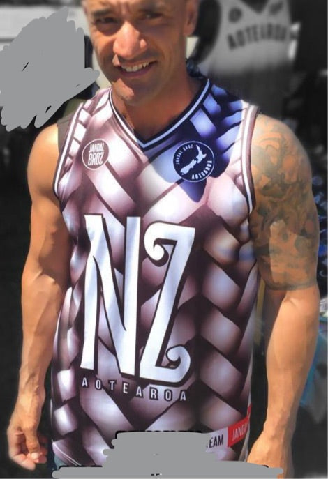 -Basketball Singlet New Zealand Harakeke Three baskets of knowledge