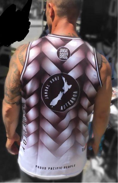 -Basketball Singlet New Zealand Harakeke Three baskets of knowledge