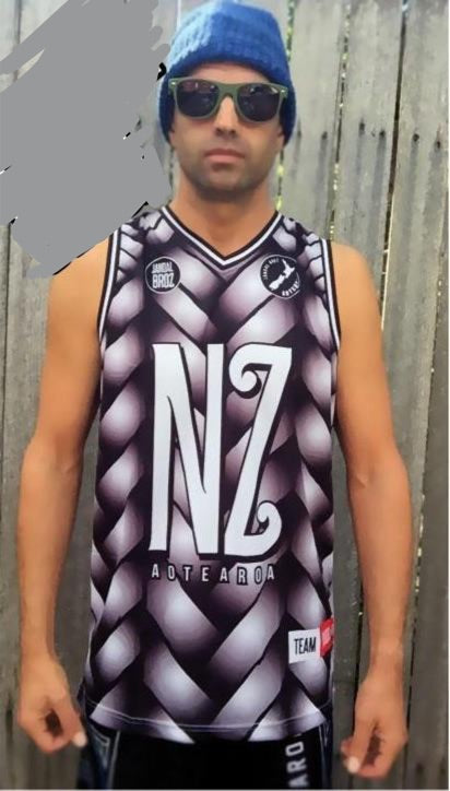 -Basketball Singlet New Zealand Harakeke Three baskets of knowledge