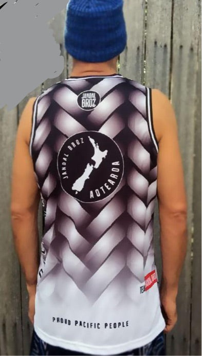 -Basketball Singlet New Zealand Harakeke Three baskets of knowledge