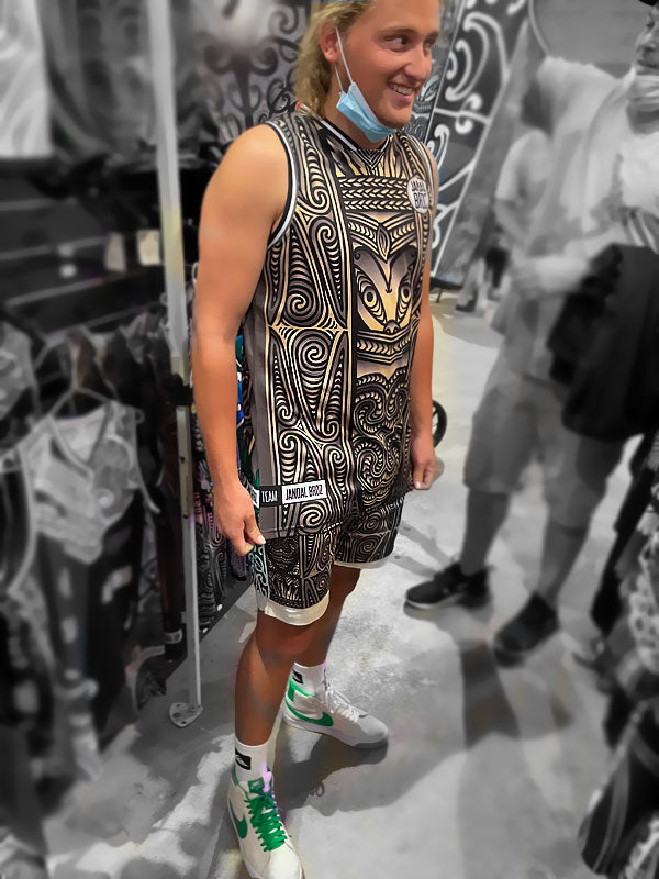 • Taiaha true to yourself- brown Aotearoa Basketbal Singlet