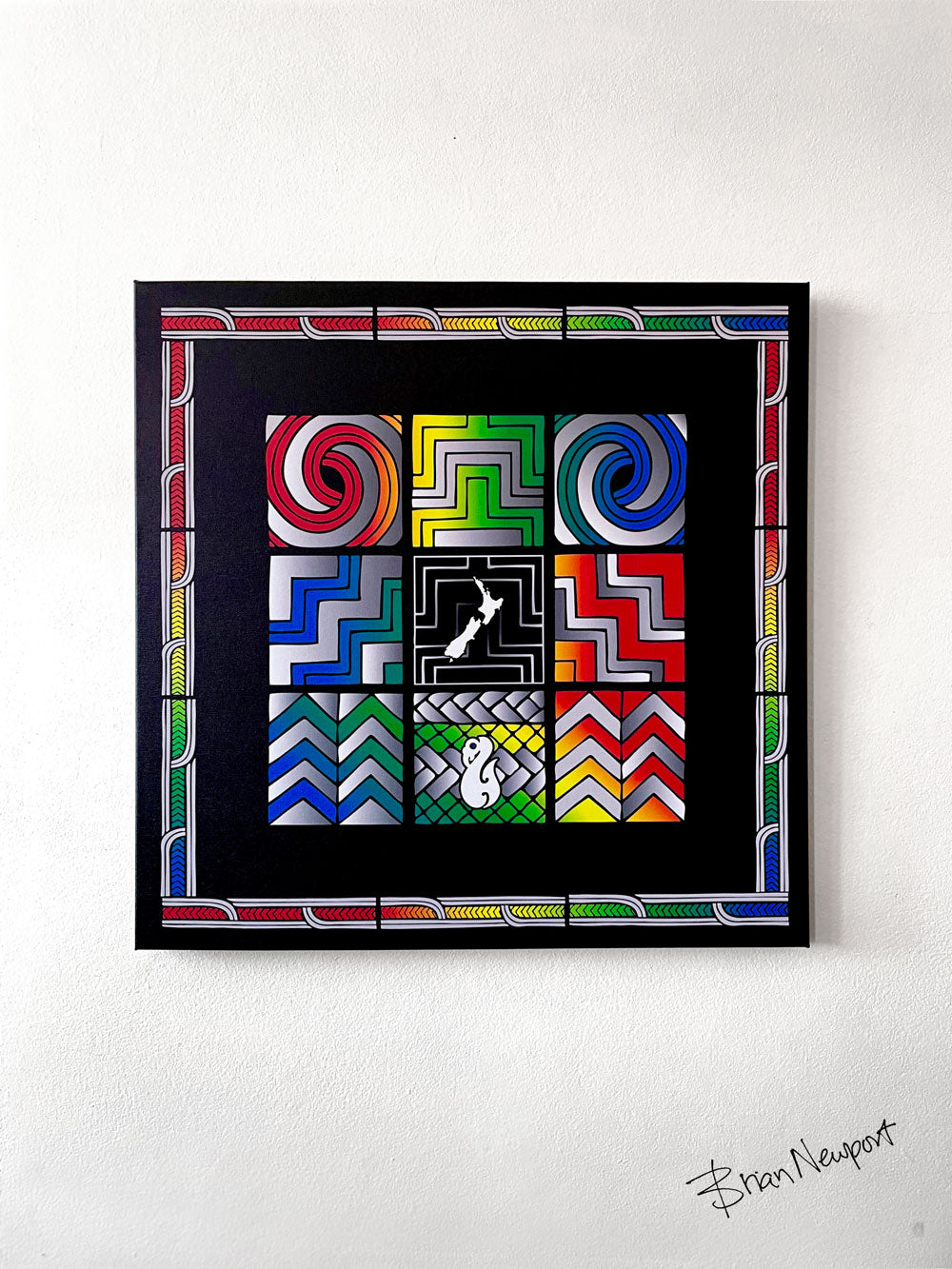 Maori art Canvas - Poutama and Pouhine Healing Balanced wairua - Canvas 60x60cm