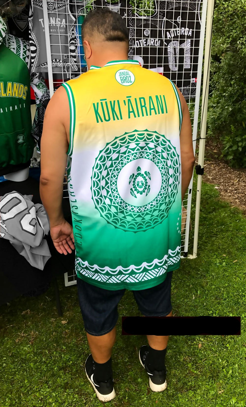 Cook Islands - Kuki Airani green Basketball Singlet