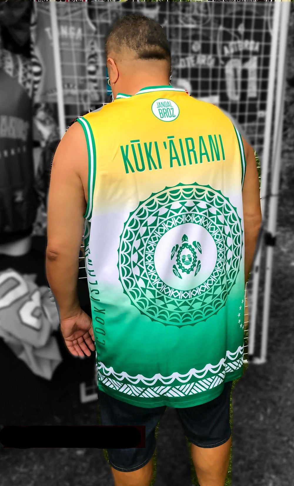 Cook Islands - Kuki Airani green Basketball Singlet