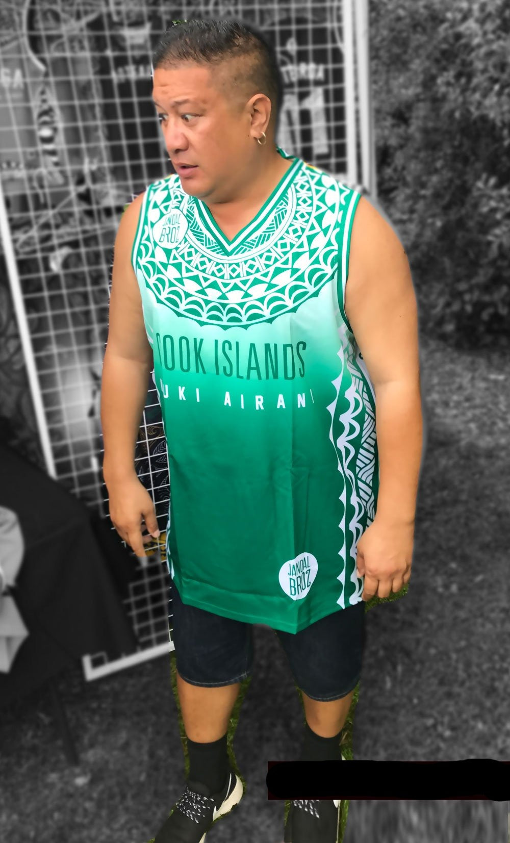 Cook Islands - Kuki Airani green Basketball Singlet