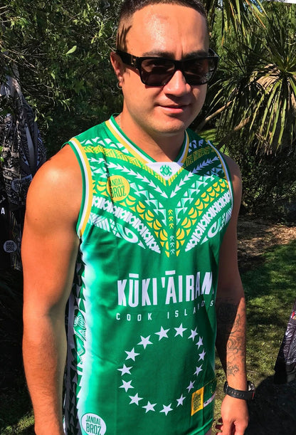 Basketball Singlet Cook Islands -Kuki Airani V chest - green