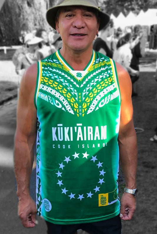 Basketball Singlet Cook Islands -Kuki Airani V chest - green