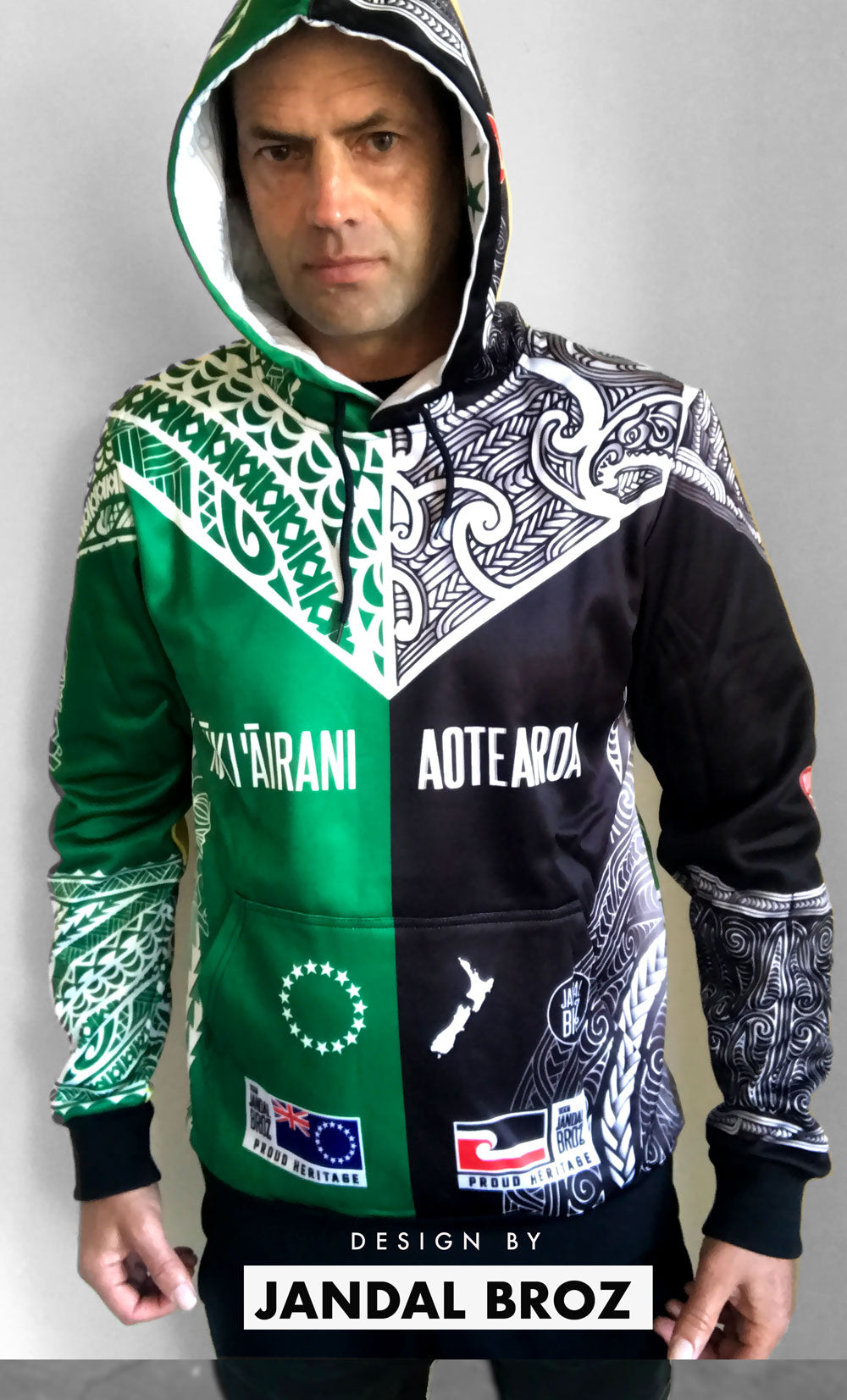 Cook Islands and Māori Aotearoa Hoodie half