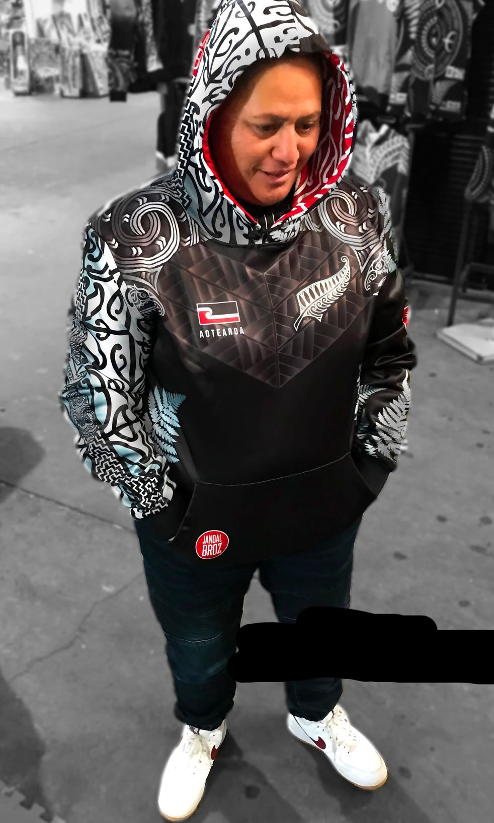 • Aotearoa New Zealand fern Māori hoodie - 3 baskets of knowledge