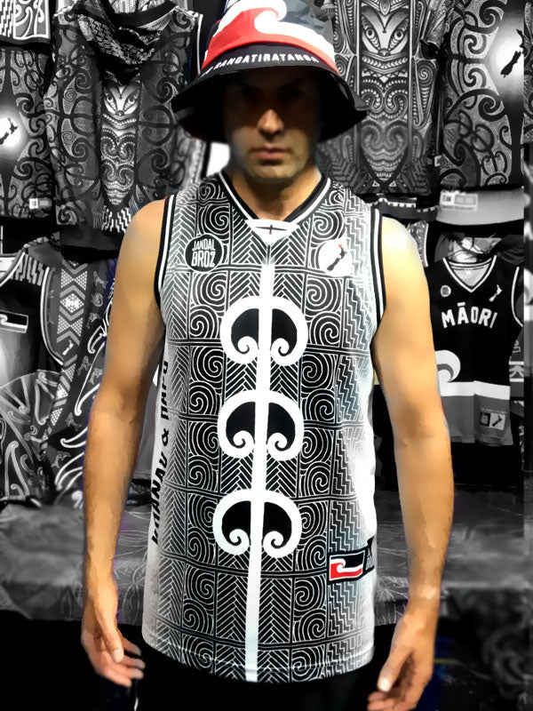 Ngāpuhi Basketball Singlet Ma White Wairua