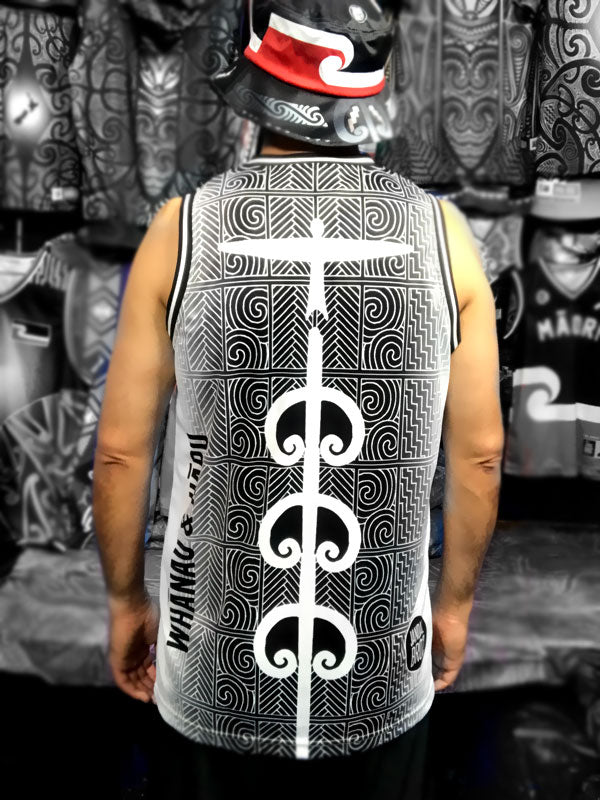 Ngāpuhi Basketball Singlet Ma White Wairua