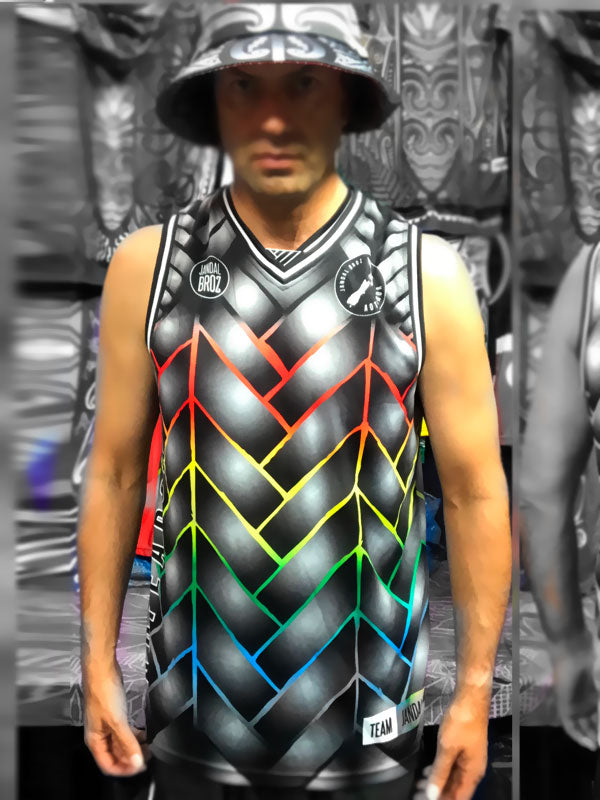 • Basketball Singlet Reggae Harakeke grey